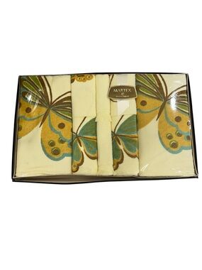 NEW Vintage 70s Martex Hanae Mori Butterfly Towel Set - 6 Pieces - NEVER OPENED